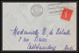 1593 Lettre (cover) N°199 Semeuse Lignée Toulouse Haute-Garonne 20/11/1926 Pour Castelnaudary Aude - 1921-1960: Modern Period