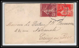 1558 Lettre (cover) N°189 Semeuse Convoyeur CRECY ESBLY  - Poste Ferroviaire