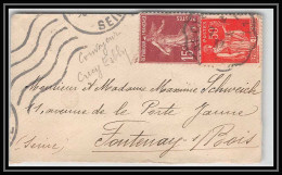 1556 Lettre (cover) N°189 Semeuse Convoyeur CRECY ESBLY Pour Fontenay-sous-Bois 1937  - Bahnpost