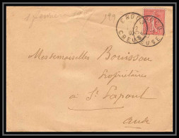 1442 Lettre (cover) N°129 Type Semeuse Lignée De Roty 01/02/1907 Crocq Creuse  - 1877-1920: Semi-Moderne