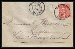 1445 Lettre (cover) N°129 Type Semeuse Lignée De Roty PRETOT MANCHE 14/06/07 Pour La Haye-du-Puits  - 1877-1920: Semi-moderne Periode