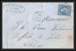 1235 LSC Lettre (cover) N°22 30/06/1866 Convoyeur Paris CALAIS Type Napoléon 3 Pour Lille Nord  - Poste Ferroviaire