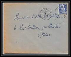 5241 N°886 Marianne De Gandon 1952 Ain MARLIEU Pour L'Abbé Thomas Miribel Ain Lettre (cover) - 1945-54 Marianne Of Gandon