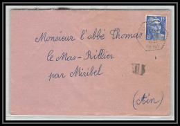 5209 N°886 Marianne De Gandon 1952 Rhône Cachet Perlé Pour L'Abbé Thomas Miribel Ain Lettre (cover) - 1945-54 Marianne De Gandon