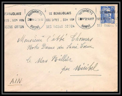 5197 N°886 Marianne De Gandon 1952 Rhône Villefranche Sur Saone Pour L'Abbé Thomas Miribel Ain Lettre (cover) - 1945-54 Marianne De Gandon