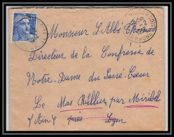 5196 N°886 Marianne De Gandon 1952 Rhône Pour L'Abbé Thomas Miribel Ain Lettre (cover) - 1945-54 Marianne Of Gandon