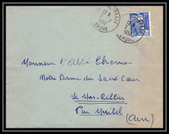 5192 N°886 Marianne De Gandon 1952 Drôme Pour L'Abbé Thomas Miribel Ain Lettre (cover) - 1945-54 Marianne De Gandon