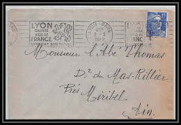 5195 N°886 Marianne De Gandon 1952 Rhône Lyon Gare Pour L'Abbé Thomas Miribel Ain Lettre (cover) - 1945-54 Marianne Of Gandon
