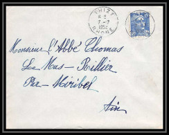 5165 N°886 Marianne De Gandon 1952 Rhône THIIZY Pour L'Abbé Thomas Miribel Ain Lettre (cover) - 1945-54 Marianne Of Gandon