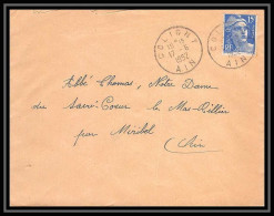 5143 N°886 Marianne De Gandon 1952 Ain COLIGNY Pour L'Abbé Thomas Miribel Ain Lettre (cover) - 1945-54 Marianne De Gandon