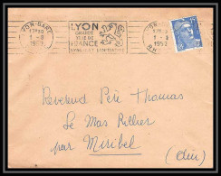 5146 N°886 Marianne De Gandon 1952 Rhône Lyon Gare Pour L'Abbé Thomas Miribel Ain Lettre (cover) - 1945-54 Marianne De Gandon