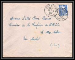 5124 N°886 Marianne De Gandon 1952 Loire SORBIERS Pour L'Abbé Thomas Miribel Ain Lettre (cover) - 1945-54 Marianne Of Gandon