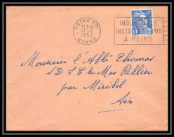 5128 N°886 Marianne De Gandon 1952 MARNE Reims Pour L'Abbé Thomas Miribel Ain Lettre (cover) - 1945-54 Marianne Of Gandon