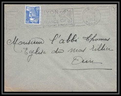 5119 N°886 Marianne De Gandon 1952 Rhône Lyon Pour L'Abbé Thomas Miribel Ain Lettre (cover) - 1945-54 Marianne (Gandon)