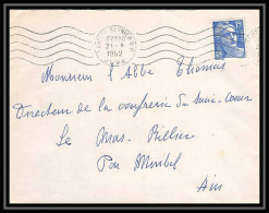 5107 N°886 Marianne De Gandon 1952 JURA Pour L'Abbé Thomas Miribel Ain Lettre (cover) - 1945-54 Marianne (Gandon)