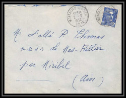 5122 N°886 Marianne De Gandon 1952 Isère Grenoble Gare Pour L'Abbé Thomas Miribel Ain Lettre (cover) - 1945-54 Marianne De Gandon