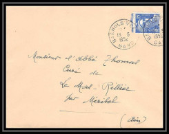 5092 N°886 Marianne De Gandon 1952 Gard BAGNOLS Pour L'Abbé Thomas Miribel Ain Lettre (cover) - 1945-54 Marianne Of Gandon