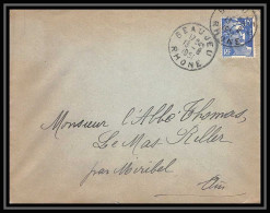 5085 N°886 Marianne De Gandon 1951 Rhône BEAUJEU Pour L'Abbé Thomas Miribel Ain Lettre (cover) - 1945-54 Marianne De Gandon