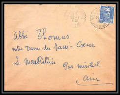 5079 N°886 Marianne De Gandon 1952 Rhône Cachet Perlé Pour L'Abbé Thomas Miribel Ain Lettre (cover) - 1945-54 Marianne Of Gandon