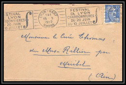 5090 N°886 Marianne De Gandon 1952 Rhône Lyon Gare Pour L'Abbé Thomas Miribel Ain Lettre (cover) - 1945-54 Marianne De Gandon