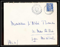 5076 N°886 Marianne De Gandon 1952 CHER Pour L'Abbé Thomas Miribel Ain Lettre (cover) - 1945-54 Marianne De Gandon