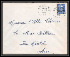 5071 N°886 Marianne De Gandon 1952 Ain FARGINS Cachet Perlé Pour L'Abbé Thomas Miribel Ain Lettre (cover) - 1945-54 Marianne (Gandon)