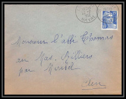 5077 N°886 Marianne De Gandon 1952 Nièvre Pour L'Abbé Thomas Miribel Ain Lettre (cover) - 1945-54 Marianne (Gandon)