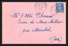 5083 N°886 Marianne De Gandon 1951 Ain JUJujurieux Pour L'Abbé Thomas Miribel Ain Lettre (cover) - 1945-54 Marianne (Gandon)