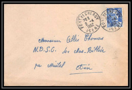 5064 N°886 Marianne De Gandon 1952 Isère Pour L'Abbé Thomas Miribel Ain Lettre (cover) - 1945-54 Marianne Of Gandon