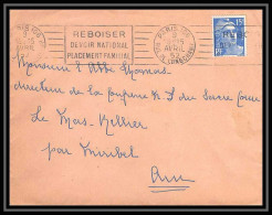 5067 N°886 Marianne De Gandon 1952 Paris REBOISER Pour L'Abbé Thomas Miribel Ain Lettre (cover) - 1945-54 Marianne (Gandon)