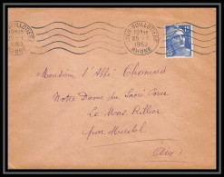 5042 N°886 Marianne De Gandon 1952 Rhône Lyon Pour L'Abbé Thomas Miribel Ain Lettre (cover) - 1945-54 Marianne (Gandon)