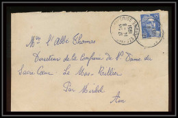 5055 N°886 Marianne De Gandon 1951 Pour L'Abbé Thomas Miribel Ain Lettre (cover) - 1945-54 Marianne De Gandon