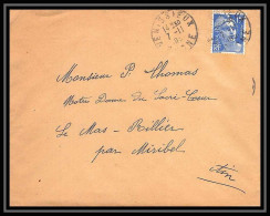 5025 N°886 Marianne De Gandon 1951 Rhône Pour L'Abbé Thomas Miribel Ain Lettre (cover) - 1945-54 Marianne Of Gandon