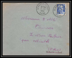 5027 N°886 Marianne De Gandon 1951 Rhône Saint-Martin-en-Haut Pour L'Abbé Thomas Miribel Ain Lettre (cover) - 1945-54 Marianne De Gandon