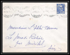 5023 N°886 Marianne De Gandon 1951 Isère Vienne Pour L'Abbé Thomas Miribel Ain Lettre (cover) - 1945-54 Marianne (Gandon)