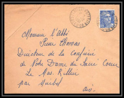 5004 N°886 Marianne De Gandon 1951 COTE D OR Pour L'Abbé Thomas Miribel Ain Lettre (cover) - 1945-54 Marianne (Gandon)