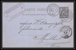 4938/ Entier Postal Stationery Carte Postale Sage 10c Noir Daguin Tourcoing Nord Pour Montluel Ain 1890 - Cartes Postales Types Et TSC (avant 1995)