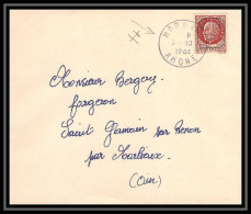 4920/ France Lettre (cover) Libération Mornant Rhone Pour Saint-Germain-sur-Renon Ain 3/10/1944  - Bevrijding