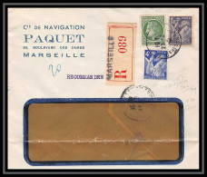 4836/ France Lettre (cover) Recommandé Marseimme Mazelin + Iris 1945  - 1921-1960: Modern Period