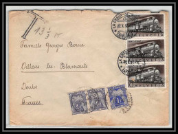 4799/ France Suisse (Swiss) (cover) Train La Chaux-de-Fonds Taxé Pour Villars-lès-Blamont Doubs 1947 - 1859-1959 Cartas & Documentos