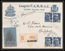 4815/ France Lettre (cover) Commémoratif FLAMMAC Dijon 4/10/1947 Bateau (boat-SHIP)  - Poste Maritime