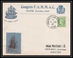 4813/ France Lettre (cover) Commémoratif FLAMMAC Dijon 4/10/1947 Bateau (boat-SHIP)  - Poste Maritime