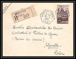 4670/ Devant De France Lettre Recommandé N°917 Abbaye Aux Hommes Caen Morestel Isère 1953 - 1921-1960: Modern Period