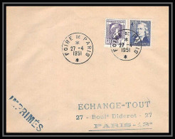 4656/ France Lettre (cover) Alger + Chappe Foire De Paris 1951 Commémoratif  - Bolli Commemorativi