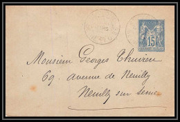 4631/ France Lettre (cover) Entier Postal Stationery Enveloppe 15c Sage St Cloud Pour Neuilly 1896 - Standard Covers & Stamped On Demand (before 1995)