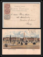 4596 France Lettre N°107 108 Blanc Affranchissement Composé Ansac Pour Limoges Carte Postale Paris Place De La Concorde  - 1877-1920: Semi-Moderne
