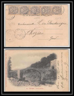 4594 France N°107 Blanc Bande De 5 X5 Carte Postale Florac Pont De Barres Lozère Pour Thezier Gard 1903 - 1877-1920: Période Semi Moderne