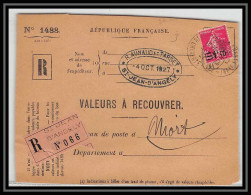 4529 France Lettre N°228 Semeuse Valeur à Recouvrer Devant Niort Recommandé 1927 - 1921-1960: Modern Period