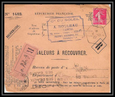 4484 France Lettre (cover) N°238 Semeuse Devant De Valeur à Recouvrer Niort 4/10/1927 - 1921-1960: Moderne