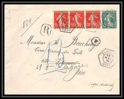 4485 France Lettre (cover) N°138 Semeuse + 137 Recommandé Alais Gard Pour Nice 11/5/1909 - 1877-1920: Semi-Moderne